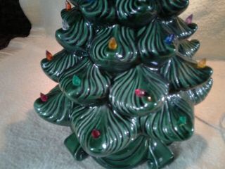 Vintage 1978 Ceramic Green Glaze Lighted Table Christmas Tree 18 