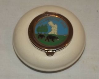 Vintage Yellowstone Park Rare Pocket Personal Ashtray With Bears 2 1/2 Inch