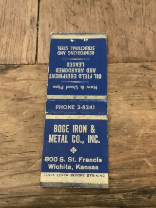 Boge Iron & Metal Co.  800 S.  St.  Francis Wichita Bobtail Vintage Matchcover