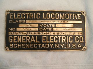 Milwaukee Road Class Ef1 Brass General Eletric Builders Plate Off 10205