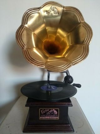 Victrola Gramophone With External Brass Speaker - Not 100