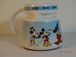 Disney Mickey Mouse Ceramic Travel Coffee Mug Through The Years 1928 To Today