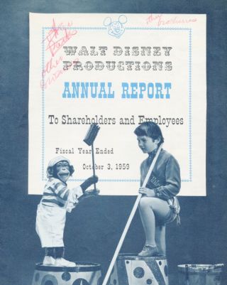 1959 Walt Disney Productions Annual Report Dated October 3,  1959