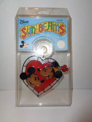 Vtg Disney Mickey & Minnie Mouse Sun Beams Sun Catcher Nos Monogram Products Usa