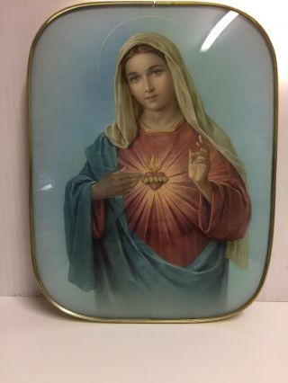 Immaculate Heart of Mary - Our Lady Virgin Mary Catholic Celluloid Wall Picture 2