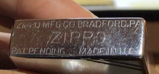 Zippo Lighter Square Case Slashes outside Hinge 1930s correct insert pat pend 3