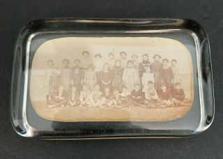 Antique Glass Paperweight School Photo Lewis P.  Peters E.  Mauch Chunk 1905 Penns