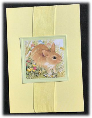 Vintage Marjolein Bastin Bunny Critters Welcome To Your Little Baby Blessed Card
