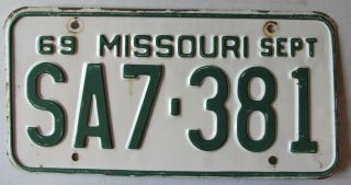 Missouri 1969 Single Plate Year License Plate Quality Sa7 - 381