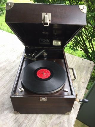 Victor Victrola Model Vv - 50 Suitcase Phonograph 99781 Oak Case