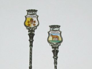 Vintange Roma And Vaticano 800 Silver Demitasse Italian Souvenir Spoons.