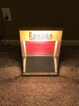 1950’s Ronson Lighter Display Case Lighted