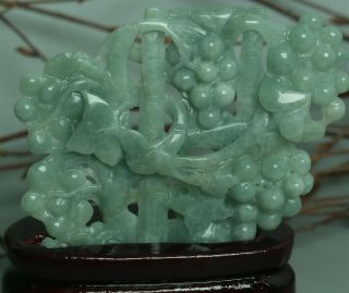 Cert ' d Untreated green Nature jadeite Jade Statue Sculpture grapes 葡萄 z77021231 4