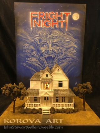 Fright Night Model House 1/48 Scale.  Hand Made.  Led Lights.  Not Sideshow.
