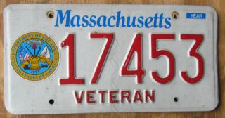 Massachusetts Veteran - Us Army License Plate 2014 17435