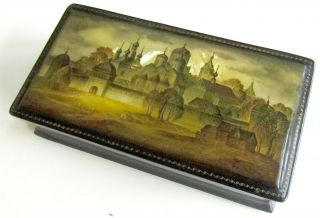 Russian Fedoskino School Hand Painted Lacquer Box 1989 Monastery View