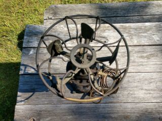 Rare Antique MENOMINEE Electric Table Teller Fan Brass and Cast Iron 5