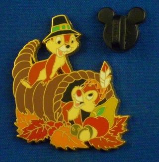 Chip and Dale Cornucopia Thanksgiving 2005 from Holiday set Disney Pin 37468 2