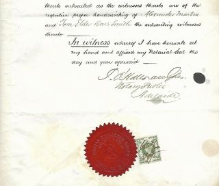 South Australia 1895 Notary Public revenue document with GB QV 1s (SG211) 4