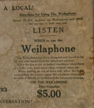 The Weilphone General Appliance Company of America for Antique Telephones w/Box 5