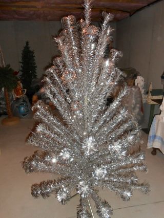 vintage evergleam 6 ' stainless aluminum 94 branch fountain Christmas tree pompom 3