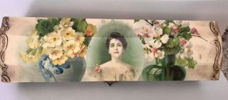 Victorian Lady Surrounded By Flowers Celluloid Glove Box