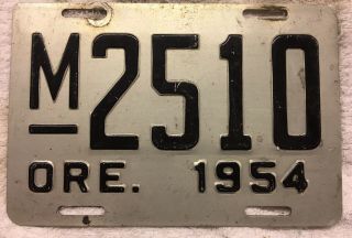 Oregon 1954 Motorcycle License Plate In Exceptionally