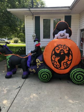 Airblown Halloween Inflatable Horse And Carriage