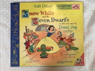 Tf33 Vtg Walt Disney Snow White & The Seven Dwarfs Y - 33 78 Rpm Record Album Book