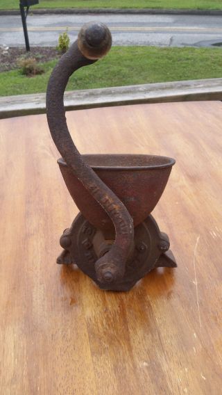 Antique Cast Iron Coffee Grinder,  Mill,  Wall,  Arcade,  Mount,  Hand Crank,  A.  H.  Patch