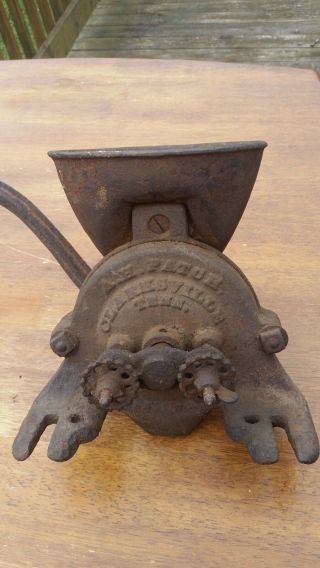 Antique Cast Iron Coffee Grinder,  Mill,  Wall,  Arcade,  Mount,  Hand Crank,  A.  H.  Patch 7
