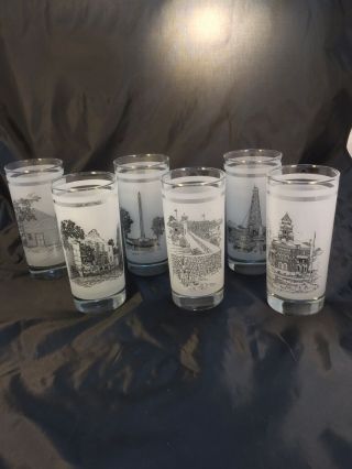 Rare Complete Set Texas 150th Anniversary Glasses Norman Baxter,  Set Of 6