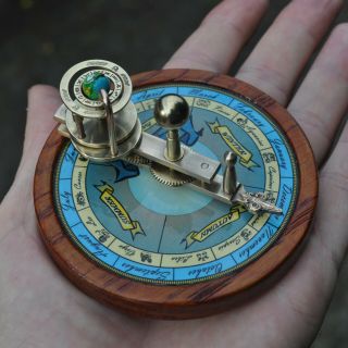 Solid Brass and Wood Miniature Orrery Paradox Earthglobe Astronomy Astronomie 3