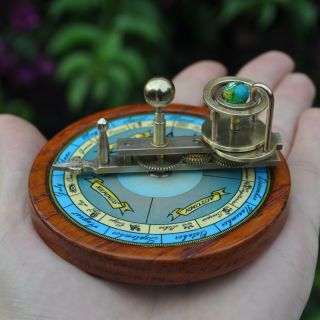Solid Brass and Wood Miniature Orrery Paradox Earthglobe Astronomy Astronomie 5
