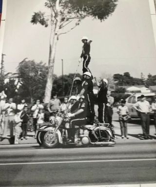 Vintage 8 X 10 Photo Police Motorcycle Stunt Riders