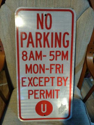 Authentic Retired No Parking 8am - 5pm Street Sign.  12 X 24 Single Sided.