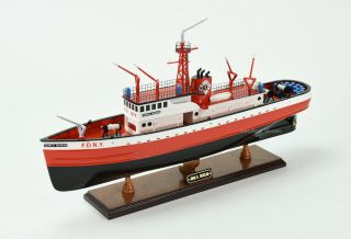 John D.  Mckean Fireboat Handmade Wooden Boat Model 25 "