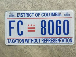 Washington Dc Taxation License Plate Tag - Fc 8060 - District Of Columbia