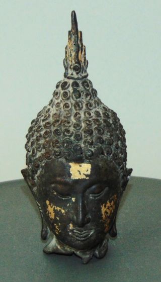 Antique Bronze Sukhothai Buddha Head Thai Thailand 15th/16th Century