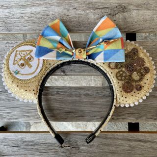 “it’s A Small World” Minnie/mickey Mouse Ears Headband With Clock Style Bow