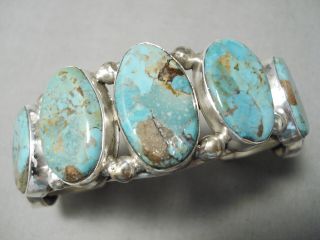 Incredible Vintage Navajo Tso Family Green Turquoise Sterling Silver Bracelet