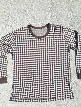 Vtg Two Tone Checkerboard Long Sleeve Ringer T - Shirt Rockabilly 2 - Tone Tee RARE 2