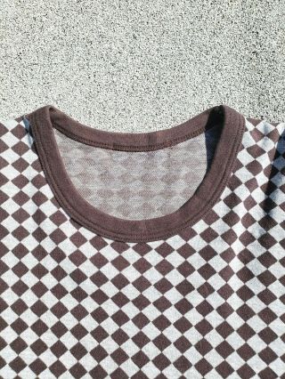 Vtg Two Tone Checkerboard Long Sleeve Ringer T - Shirt Rockabilly 2 - Tone Tee RARE 3