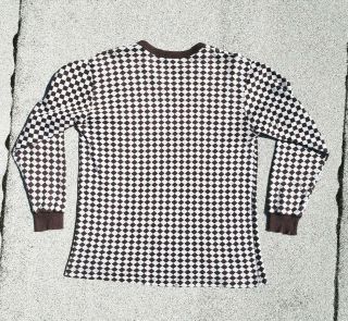 Vtg Two Tone Checkerboard Long Sleeve Ringer T - Shirt Rockabilly 2 - Tone Tee RARE 4