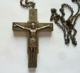 Reliquary Cross Of Jesus With 3 Relics Crucifix Relicario Reliquie Cruz Silver ?