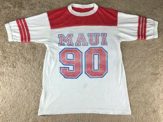 Vintage Maui Shirt Hawaii Souvenir Tourist Football Jersey 90s Thin Distressed