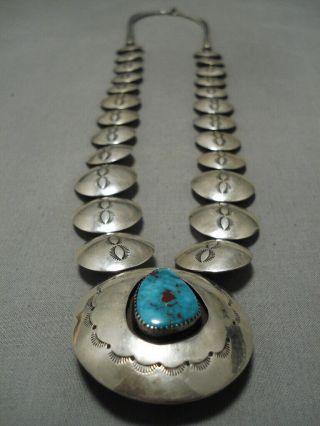 One Of Most Intricate Vintage Navajo Turquoise Sterling Silver Bead Necklace Old