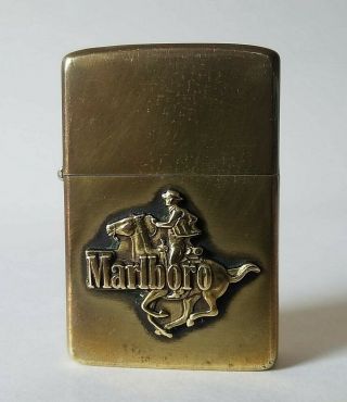 Vintage Brass Marlboro Zippo Lighter 1982