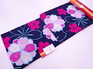 86977 Japanese Kimono / Yukata / Kawari Ori / Flower