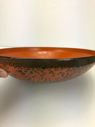 Hanova Of Pasadena Lava Speckled Orange Enamel Bowl 12.  75” Mid Century Modern